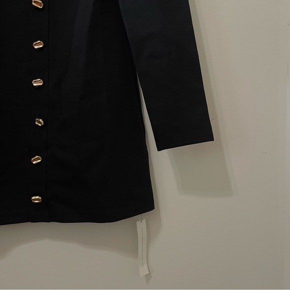 Reformation Micah Knit Dress Black Long Sleeve Dress with Gold Buttons - Picture 10 of 11